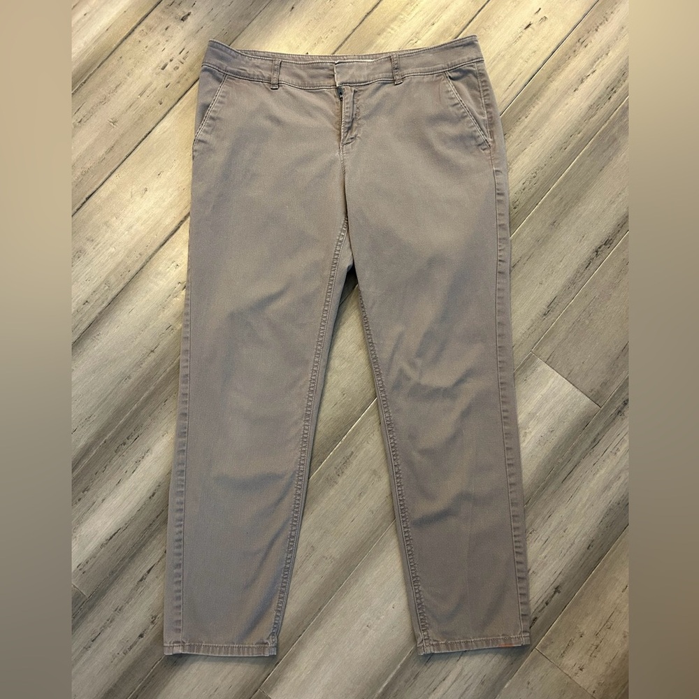 LOFT cotton blend long pants, straight, Size 8 P, Gray